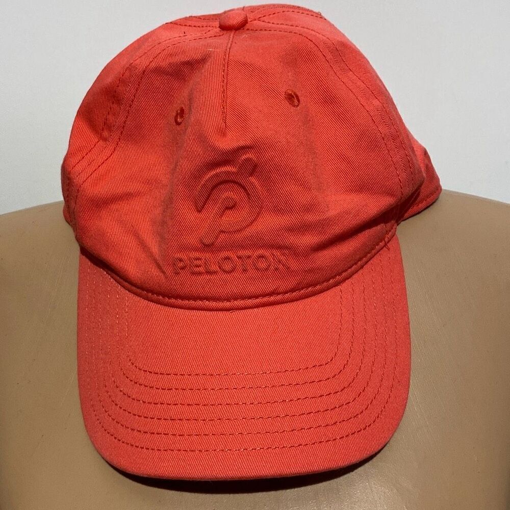 Peloton Men's Orange Embossed Logo Cotton Buckle Strap Back Baseball Cap OS